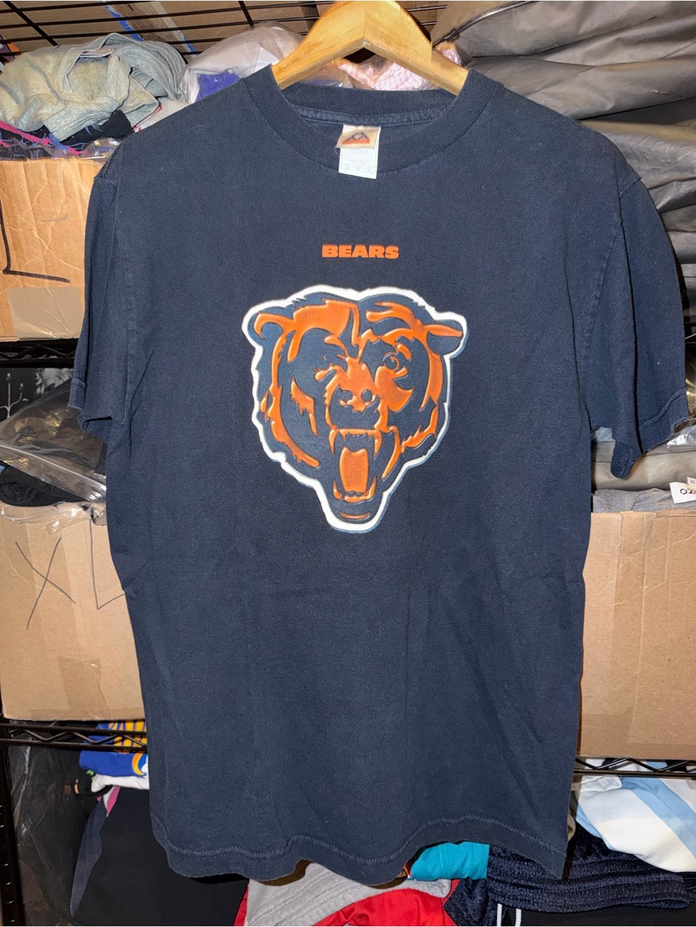Vintage Chicago Bears Men’s Navy Blue / Orange Graphic Tshirt Size Men’s Medium